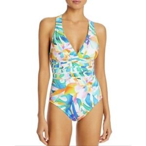 La Blanca Swimsuit Size 16 Wild Tropic Cross Back Tummy Control One Piece Floral